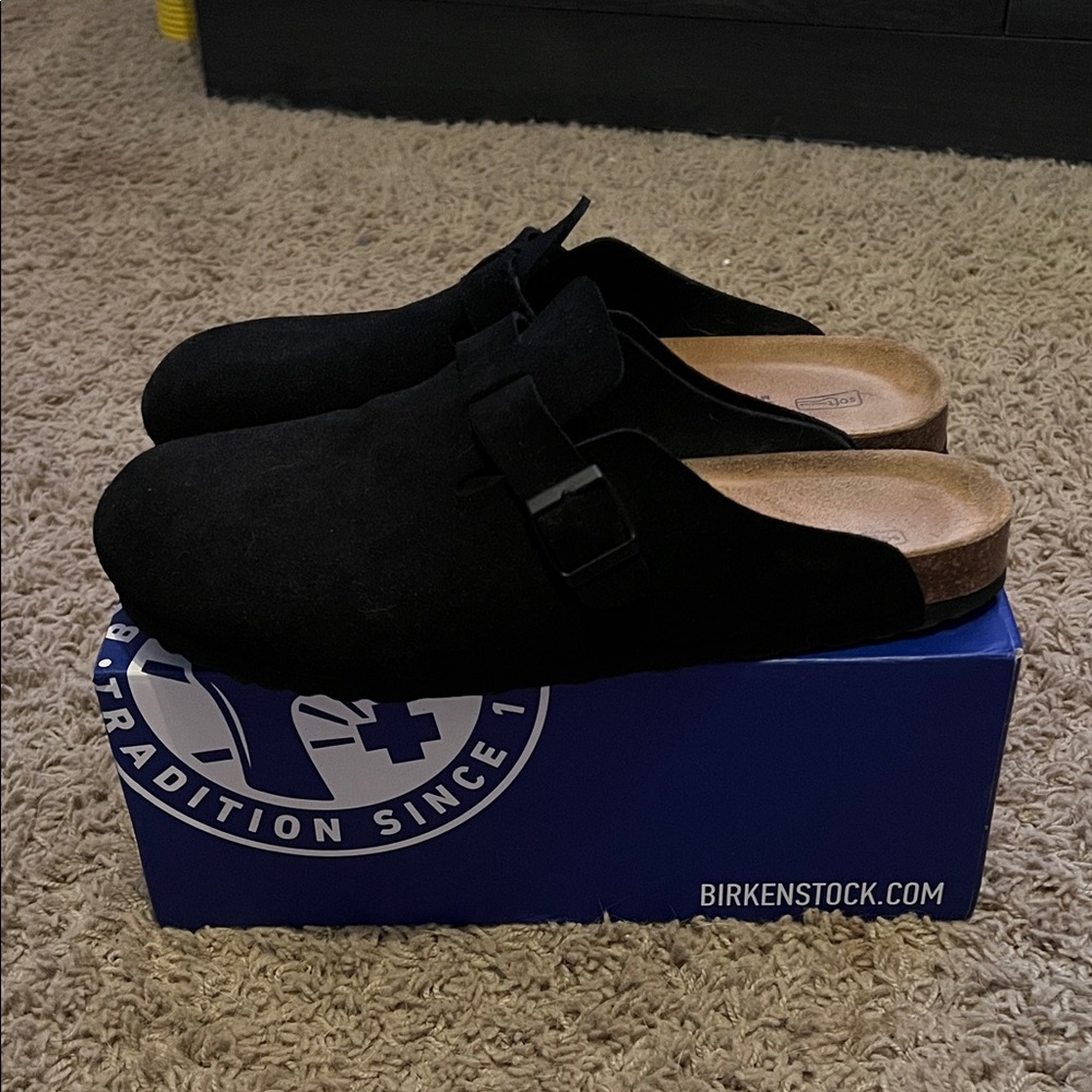 Birkenstock Men's Black Suede Slip-Ons